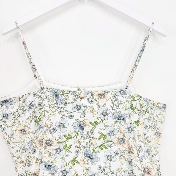 J. Crew White Pastel Floral Button Up Strappy Long Cotton Summer Dress - Picture 11 of 16